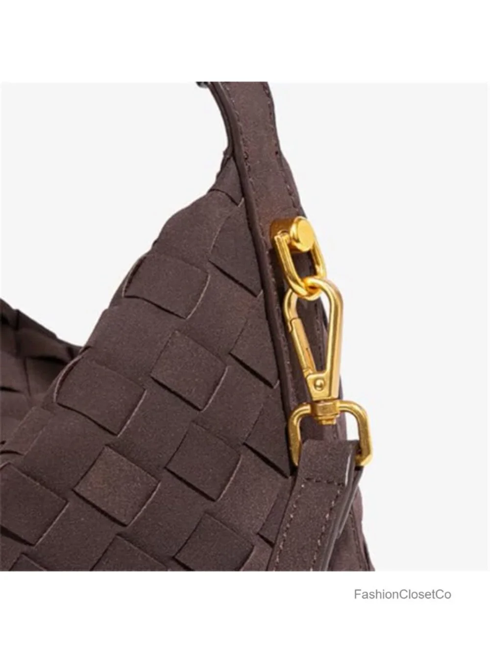 Faux Suede Woven Hobo Tote Bag Shoulder Crossbody Handbag